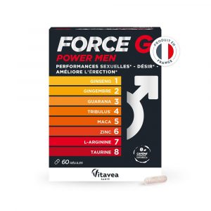 Vitavea - Force G Power Men - Maca Ginseng Gingembre Tribulus - Booster Libido, Performances Sexuelles, Endurance, Vitalité, Désir - 60 gélules - 30 jours - Fabriqué en France